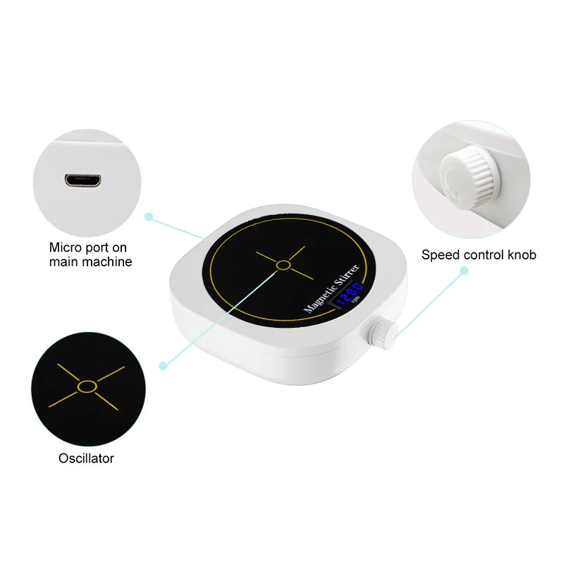 WESTTUNE Digital Display Magnetic Stirrer Laboratory Magnetic Mixer Portable Liquid Stirrer Plate with Stir Bar 200-2000 RPM