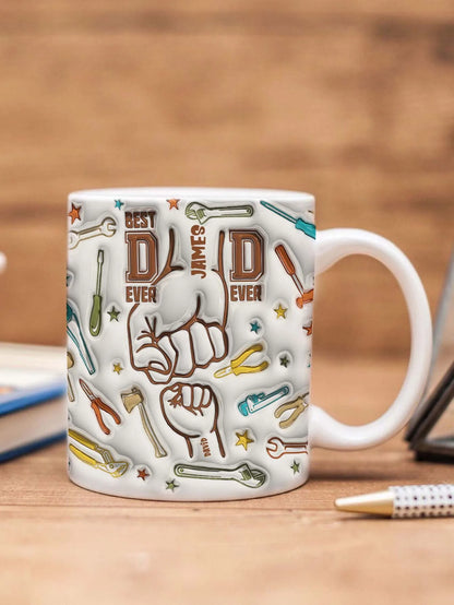 Personalized Dad Mug for Father's Day Custom Name Coffee Cup with 3D Text Effect Custom Name Coffee Cup Gift for Daddy Grandpa