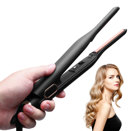 Small Flat Iron for Short Hair, Temperature Adjustable Pencil Flat Iron Fast Heat Up Beard Straightening Iron