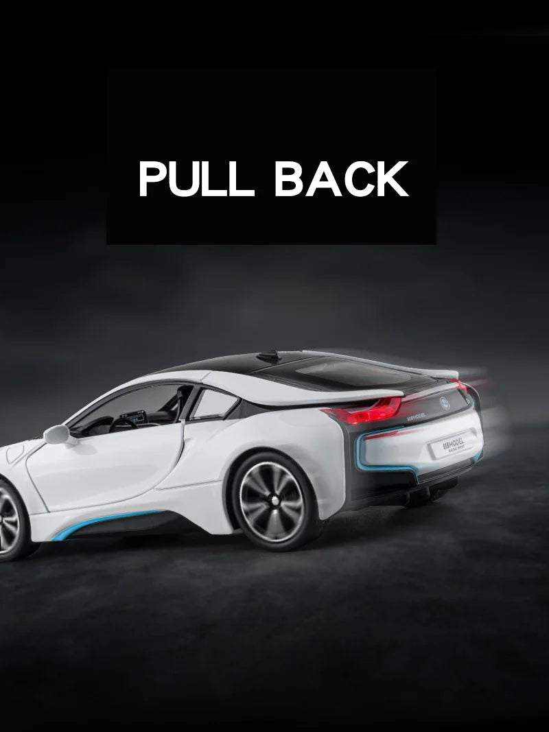 BMW I8 Sports Car Alloy Diecast 1:22 Model Car Vehicle Collection Simulation Sound & Light Toy Car Gifts