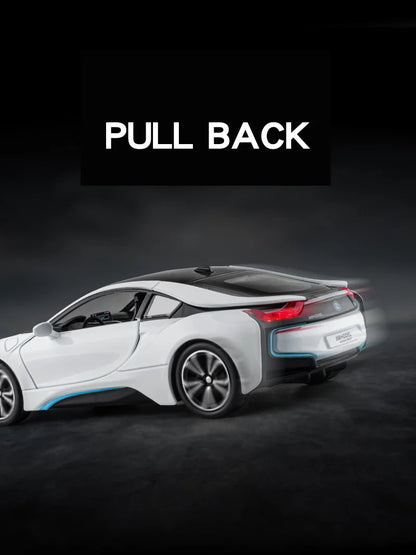 BMW I8 Sports Car Alloy Diecast 1:22 Model Car Vehicle Collection Simulation Sound & Light Toy Car Gifts
