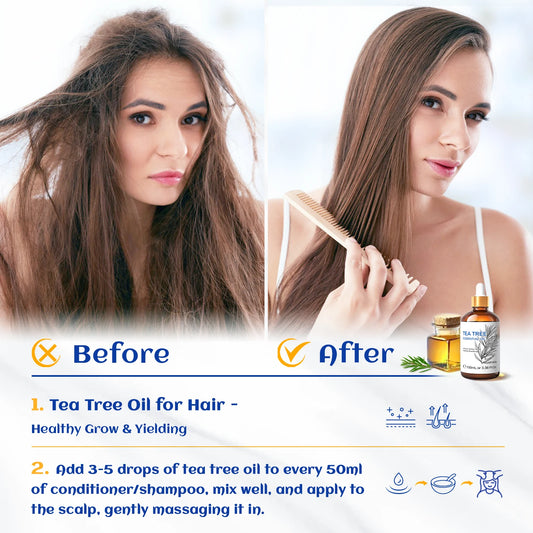 HIQILI 100% Tea Tree Essential Oil 100ml for Aromatherapy Massage DIY Beauty Skin Hair Relaxation Lavender Ginger Sandalwood