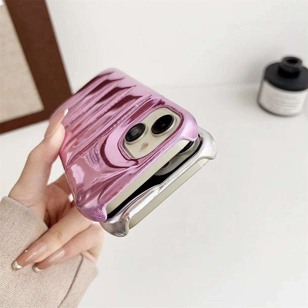 Luxury Down Jacket Aurora Phone Case For iPhone 16 15 14 13 12 Pro Max Plus 11 16 Glossy Laser Skin Feel Soft Shockproof Cover