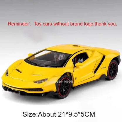 Lambor SCV12 LP770- 1:24  Car Model Alloy Diecast Sound Light Pull Back Doors Opened Vehicle Models Toy