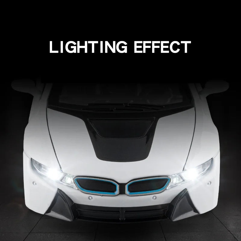 BMW I8 Sports Car Alloy Diecast 1:22 Model Car Vehicle Collection Simulation Sound & Light Toy Car Gifts