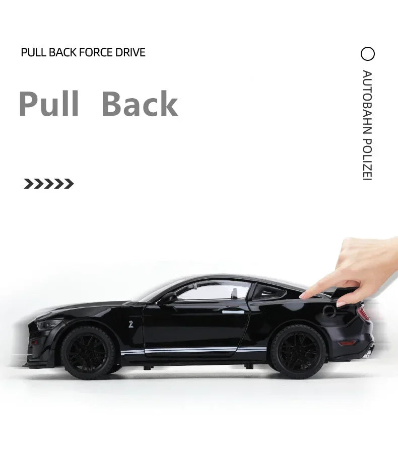 Ford Mustang Shelby GT500 Large Size  Alloy Sports 1:18 Car Model Diecasts Metal Racing Car Model Sound and Light Simulation