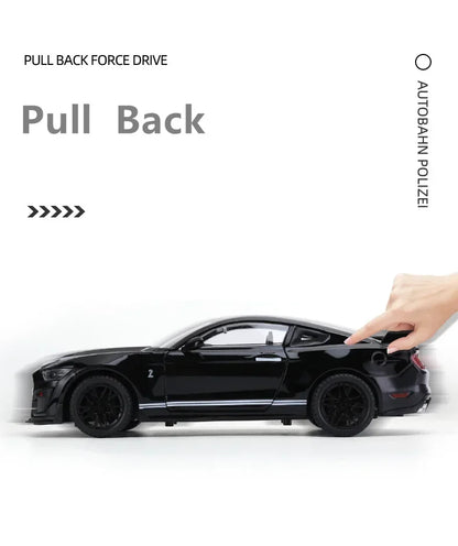 Ford Mustang Shelby GT500 Large Size  Alloy Sports 1:18 Car Model Diecasts Metal Racing Car Model Sound and Light Simulation