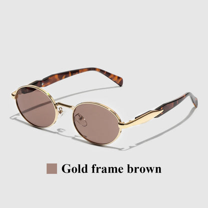 Ruiao 2026 Fashion Oval Sunglasses for Women Luxury Designer Metal Frame UV400 Sun Protection Shades Brand New Arrival Eyewear
