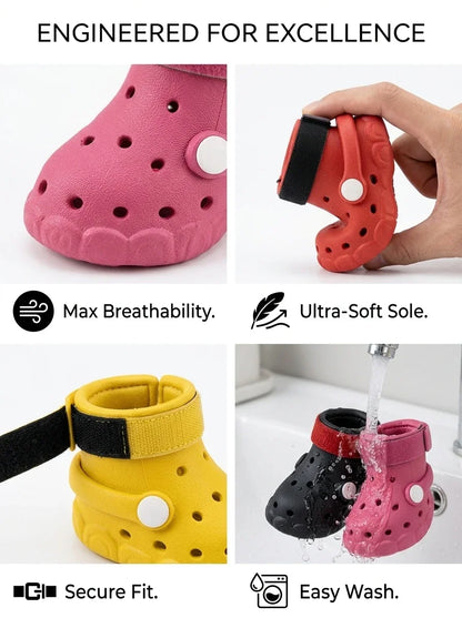 Summer Breathable Dog Sandals Soft Sole Outdoor Clogs All Season Pet Booties Small & Medium Dogs