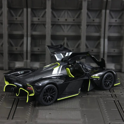 Aston Martin Valkyrie 1:23 Alloy Sports Car Model Diecast Metal Super Racing Vehicle Car Model Sound and Light Toy Gift