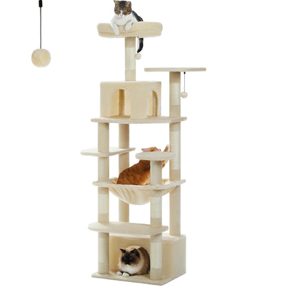 Tall Cat Tree with Scratching Posts Spacious Hammocks Large Condos Large Cat Tower for Indoor Cat Scratcher Cat Toys Accessories