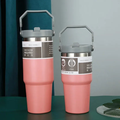 Thermal Water Bottle With Straw Outdoor Sport Coffee Cup Car Insulated Cup Tumbler Vacuum Flask Travel Thermal Mug 20oz/30oz
