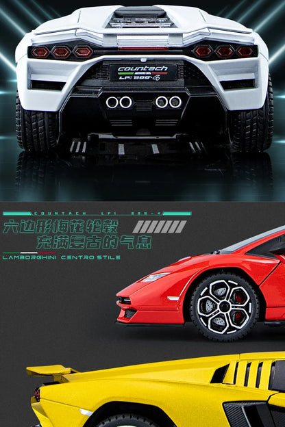 Lamborghini Countach LPI 800-4 Simulation1:24  Diecast Metal Alloy Model car Sound Light Pull Back CollectionToy Gifts