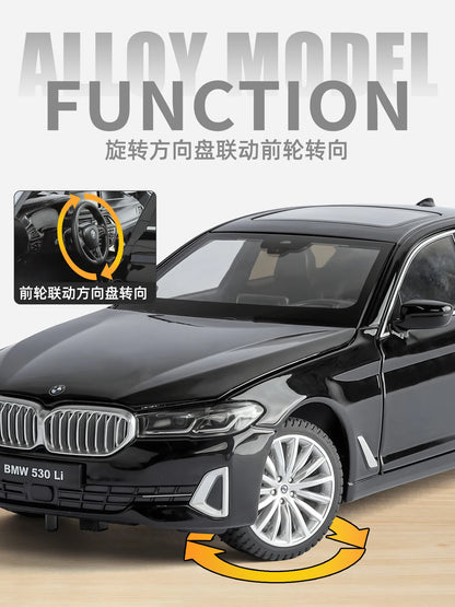 BMW 530 1:24 Scale Diecast car Model Toy with Sound & Light Pull Back Gift collectible ornaments