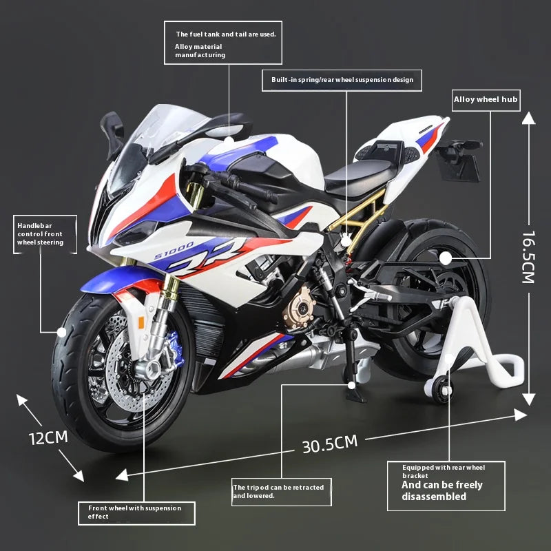 Boutique Boxed 1:9 Kawasaki H2R V4S Motorcycle Model Simulation Alloy Motorcycle Figure Gift