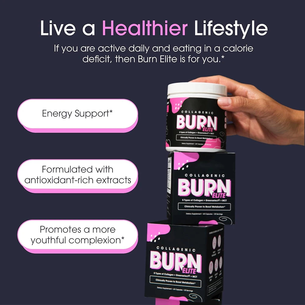 COLLAGENIC BURN ELITE Weight Loss Pills - Supplement with Collagen and Green Tea - Supports Metabolism, Fat Burning & Beauty