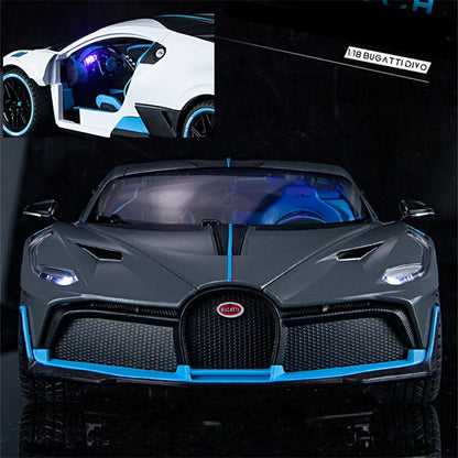 Large Size 1/18 Bugatti DIVO Alloy Sports Car Model Diecasts Metal Toy Vehicles Car Model Simulation Sound Light Gifts
