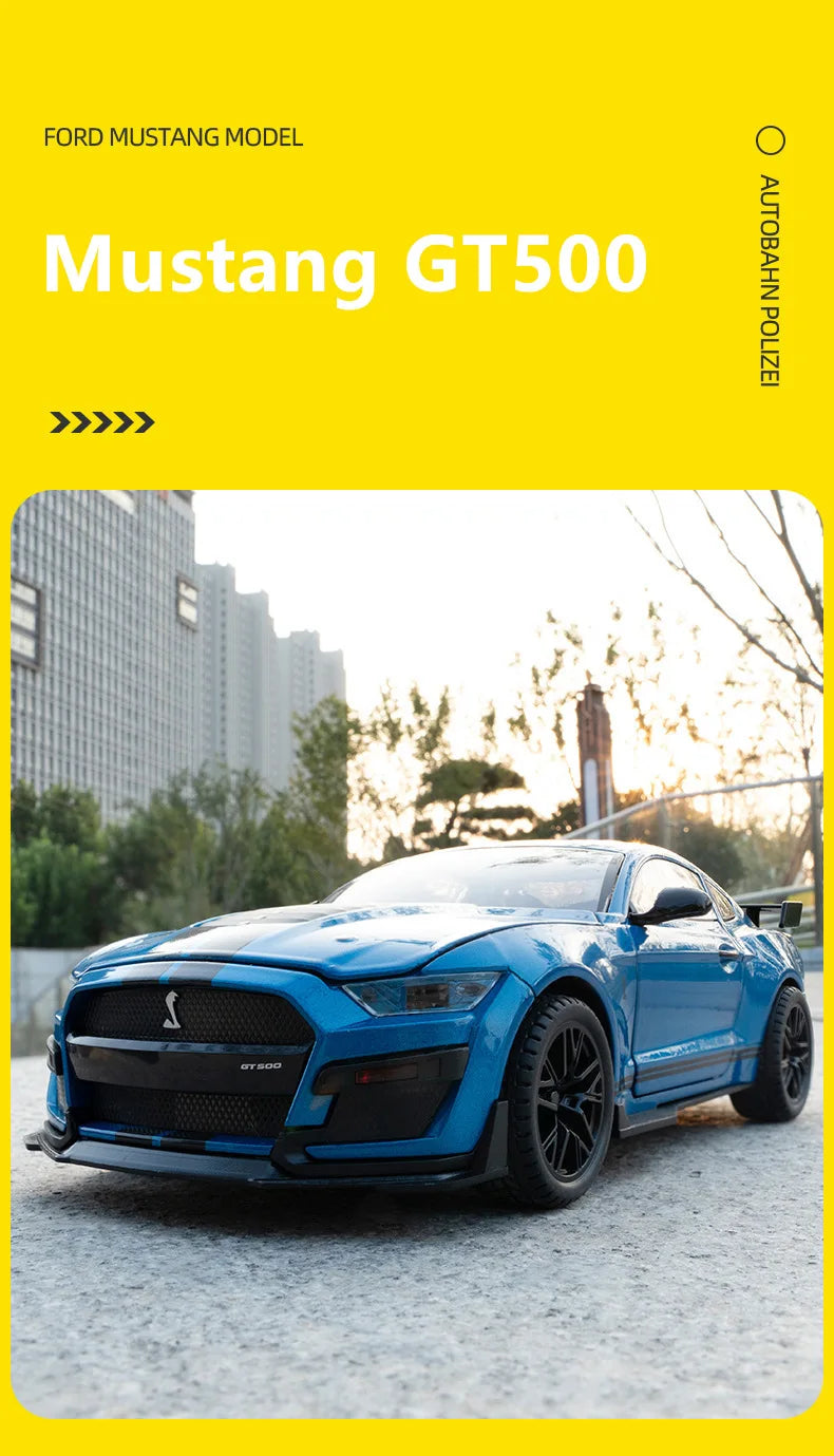 Ford Mustang Shelby GT500  1:18 Alloy Sports Car Model Diecast Metal Racing Car Vehicles Model Sound and Light Toy Gift