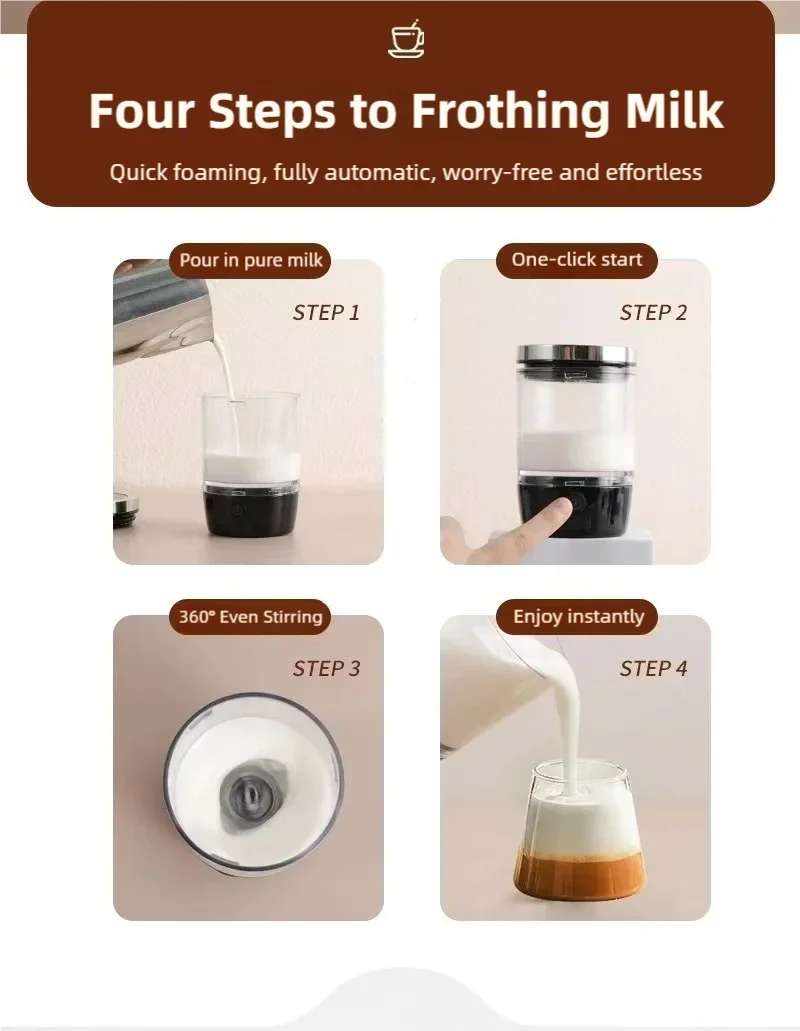 New mini Convenient Electric Milk Frother Self Milk Pulling Frother Cappuccino Stirrer Latte Coffee Hot & Cold Froth Maker