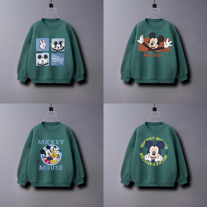 Solid Color Fashion Children Mickey Mouse Sweatshirt Autumn Clothes Popular Simple Kids Long Sleeve Tops Crewneck Hoodie 6m-7y
