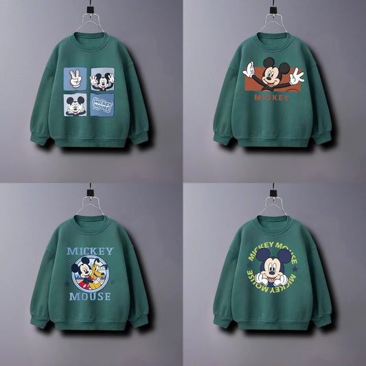 Solid Color Fashion Children Mickey Mouse Sweatshirt Autumn Clothes Popular Simple Kids Long Sleeve Tops Crewneck Hoodie 6m-7y