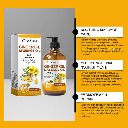 OceAura Ginger Oil Smooth Skin Firming Relax Muscle Boost Blood Circulation Adult Stress Reliever Deep Nourish Body Massage Oil