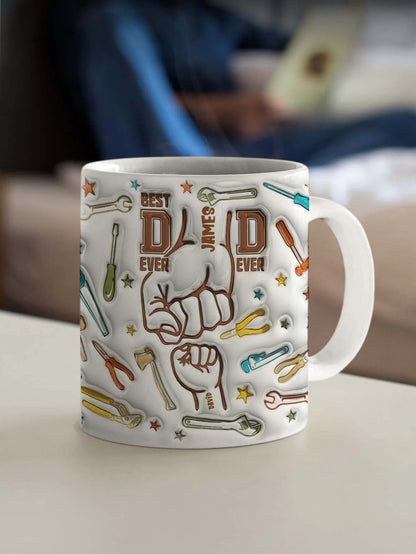 Personalized Dad Mug for Father's Day Custom Name Coffee Cup with 3D Text Effect Custom Name Coffee Cup Gift for Daddy Grandpa