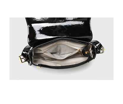 Red Patent Leather Armpit Bag for Women Solid Color Hasp Glossy Surface Shoulder Bags American Simple Female Fashion Handbag