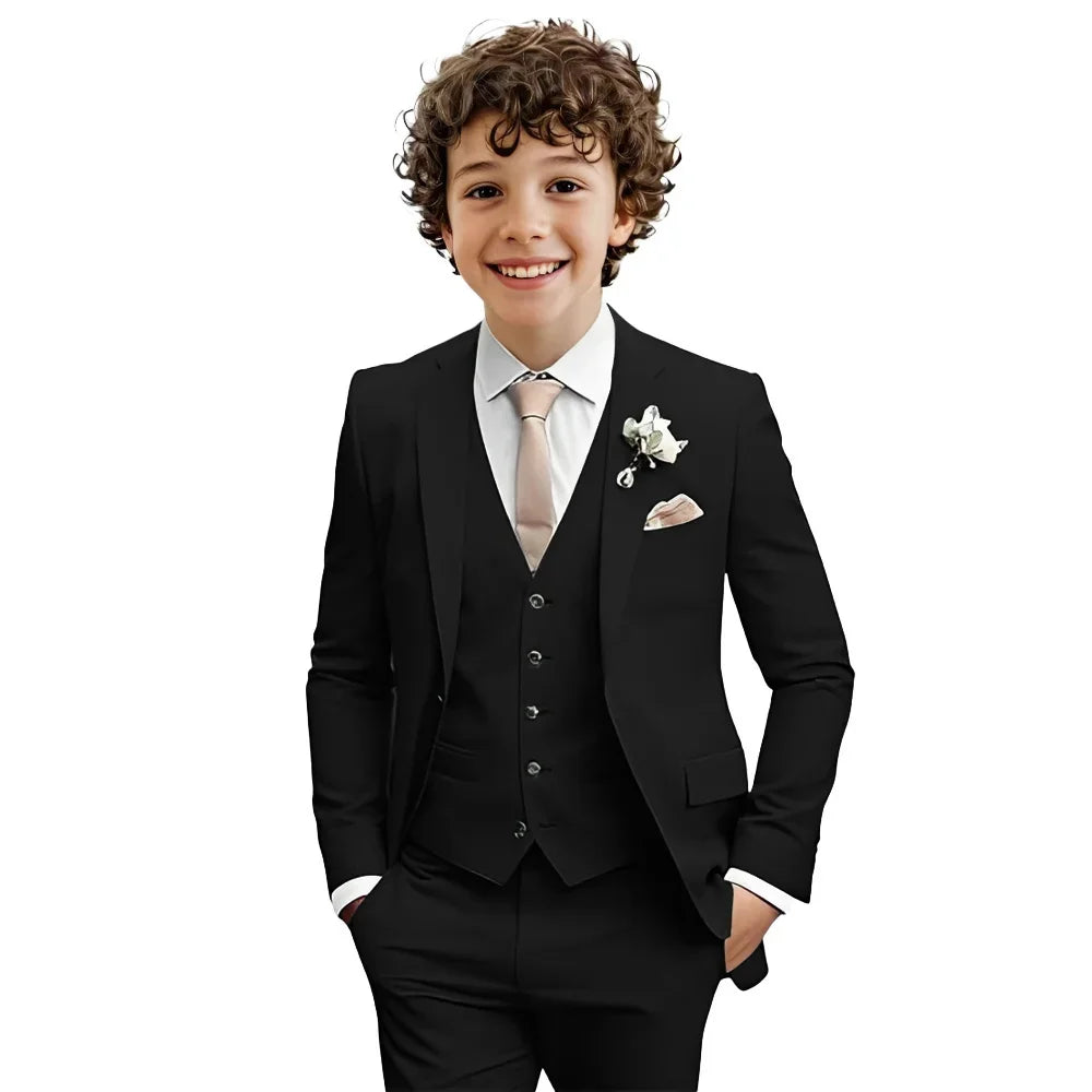 Multi-colors Boys Suit Set 3 Pieces Formal Outfit For Wedding Elegant Notched Lapel Kids Slim Fit Suits Party Tuxedo 2-20T