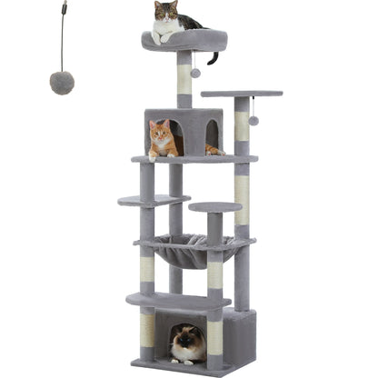 Tall Cat Tree with Scratching Posts Spacious Hammocks Large Condos Large Cat Tower for Indoor Cat Scratcher Cat Toys Accessories