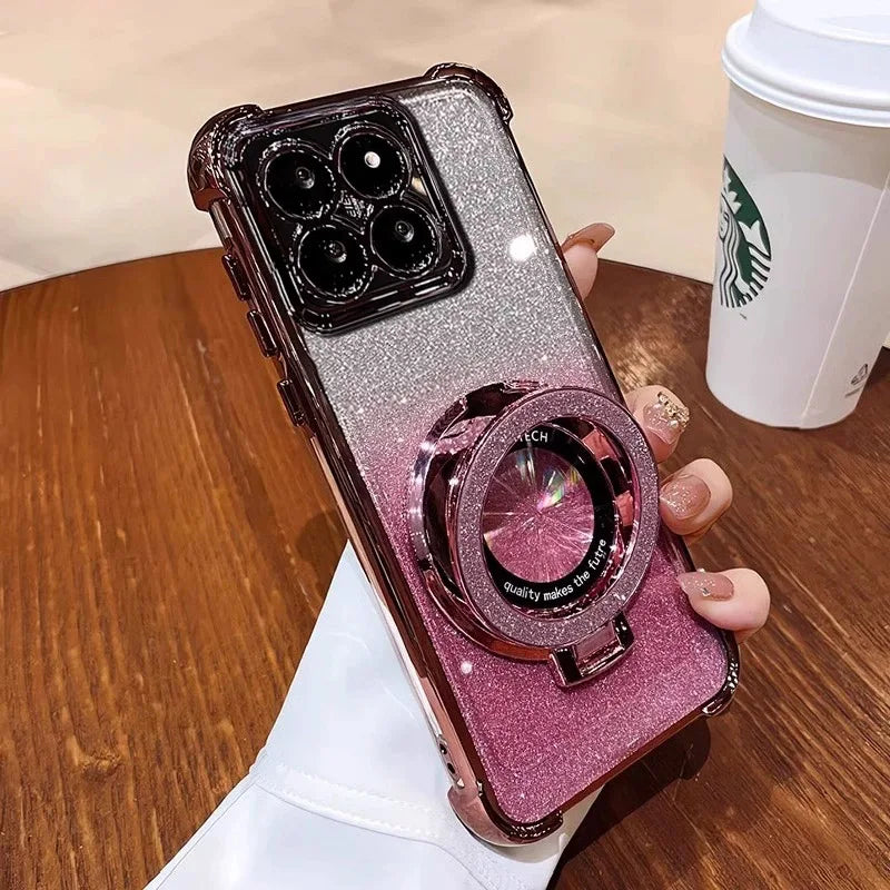 For Xiaomi 15T Pro Glitter Shockproof Magnetic Phone Case For Xiaomi 17 Pro Max 13T 14T 15T Pro 14 15 Ultra Stand Bracket Cover