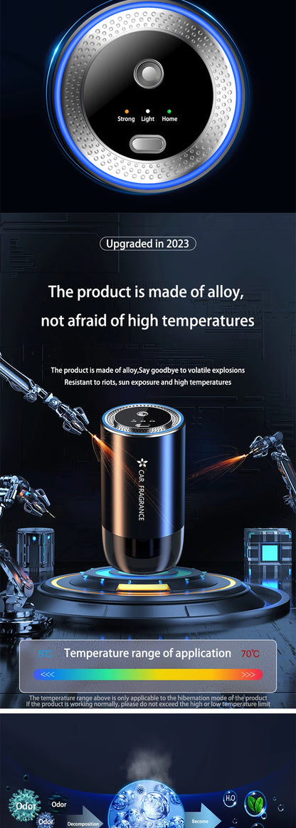 Smart Car Aromatherapy Machine Portable USB Rechargeable Cup Holder Diffuser Air Freshener Car Fragrancer Ambient Light Ornament