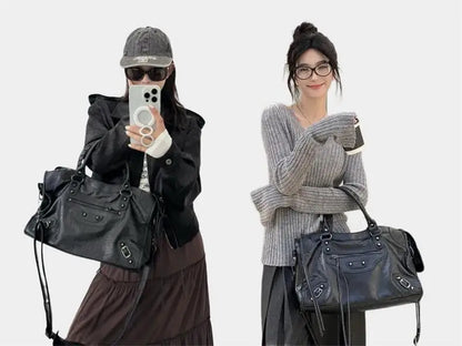 Paris Rivet Locomotive Bag ins Spice Girl Bag French Premium Sense Retro Trendy Portable Pillow Bag One Shoulder Crossbody Bag