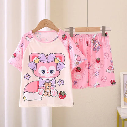 Toddler Baby Girls Boys Minnie Mouse Pajamas Sets Summer Short Sleeve Pyjama Stitch Enfant Baby Pijama Kids Night Wear Homewear Pjs