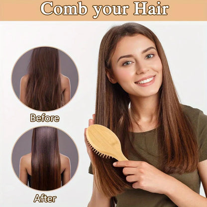Natural Wood Comb Bamboo Air Cushion Comb High Elastic Head Smooth Hair Not Knotted Practical Comb Hair Loss Massage Brush