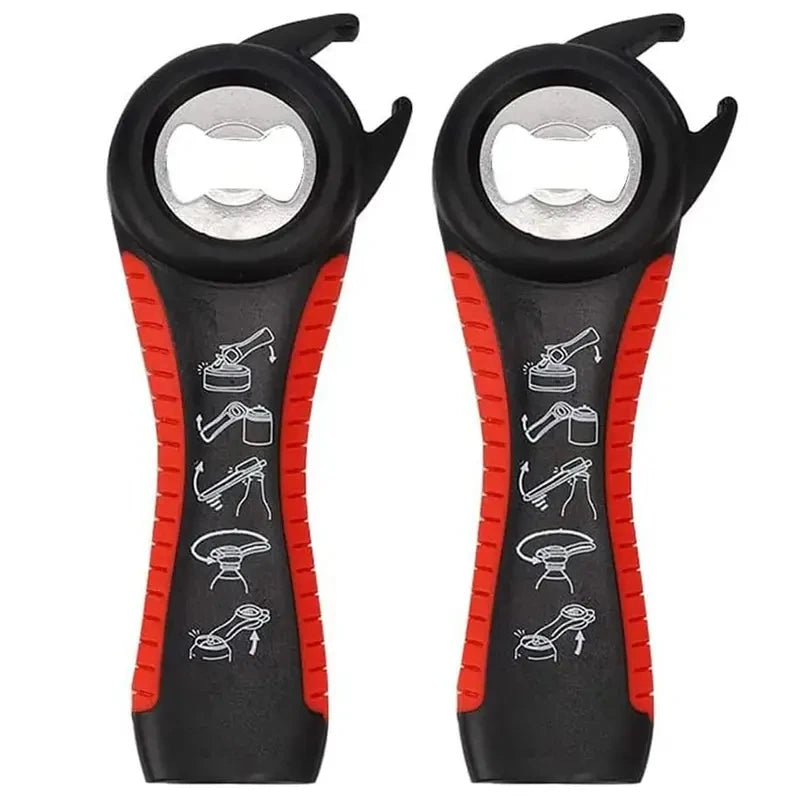 Can Opener Multi Functional Five In One Beverage Bottle Opener Cap Twister Four Position Can Opener Anti Slip Cap Twister