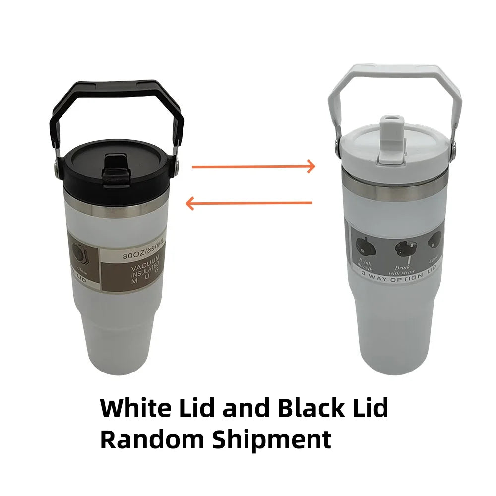 Vacuum Tumbler with Lid Stainless Steel Portable Water Bottle with Dazzling Handle Insulated Tumbler Tote Handle 20/30oZ