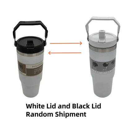Vacuum Tumbler with Lid Stainless Steel Portable Water Bottle with Dazzling Handle Insulated Tumbler Tote Handle 20/30oZ