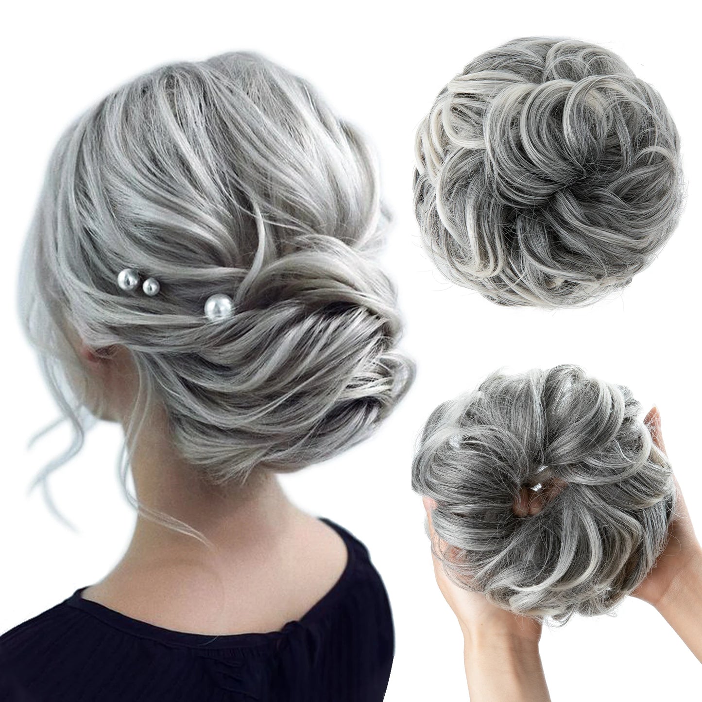 Synthetic Messy Hair Bun Extensions Big Curly Elastic Hair Scrunchies Hairpieces Chignon Donut Updo Hair Pieces for Women