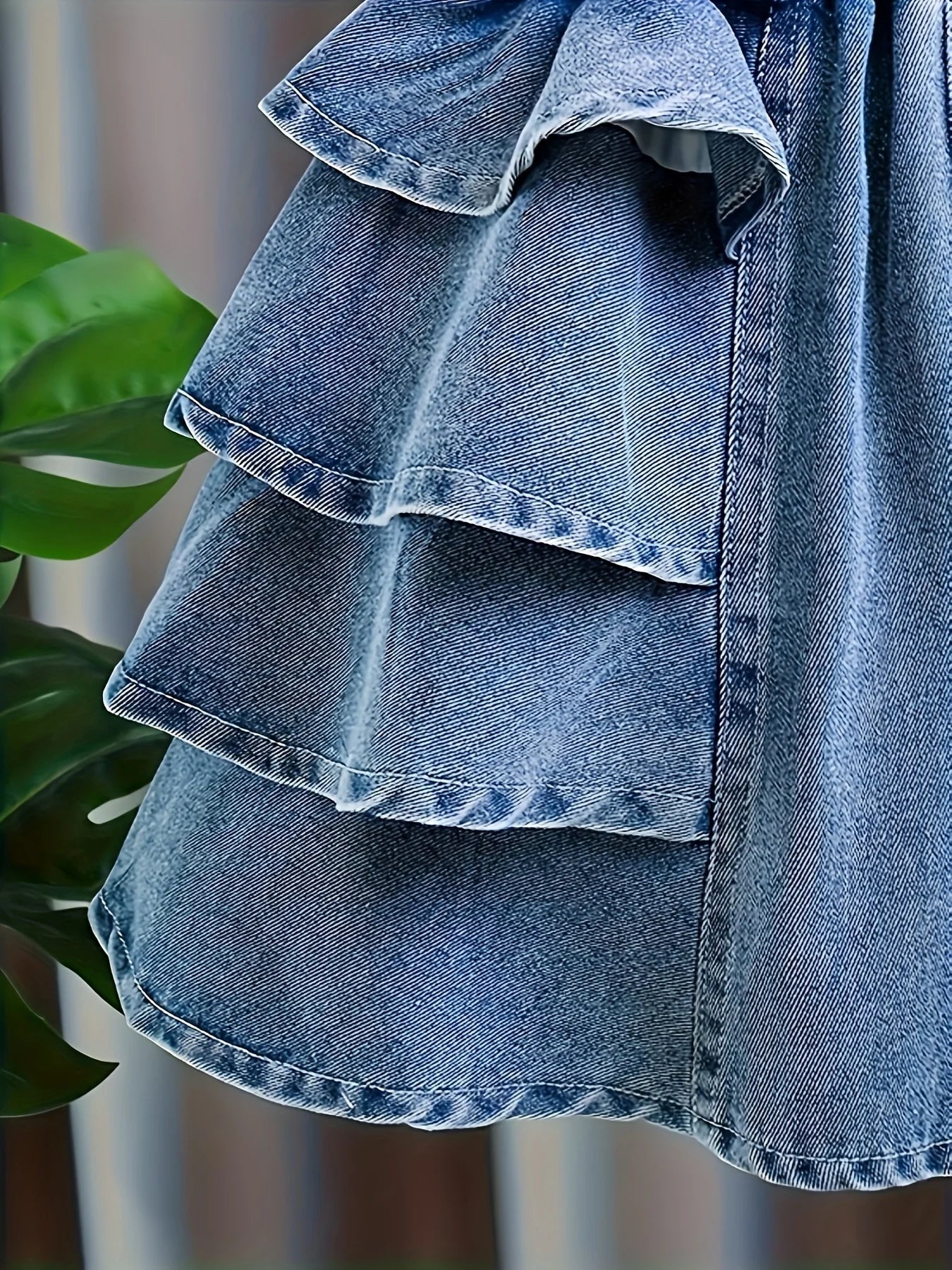 Girls Summer Pleated Frill Denim Shorts Fashionable Lightweight Beach Seaside Holiday Wear for Kids.Full elastic waistband