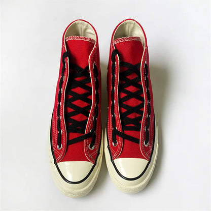 First Grade Fine Cotton Shoelaces High-top Low-top 1970S Canvas Black White Shoes laces 7 mm Width 90/180 cm Women Men Shoelace