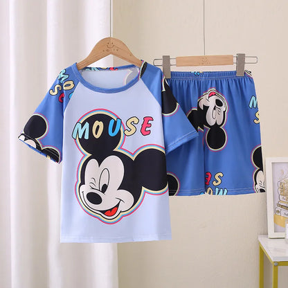 Toddler Baby Girls Boys Minnie Mouse Pajamas Sets Summer Short Sleeve Pyjama Stitch Enfant Baby Pijama Kids Night Wear Homewear Pjs