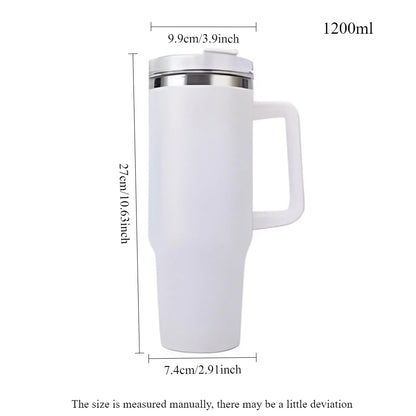Metal Vacuum Insulated Cup 1200ML Stainless Steel Portable Water Cup Refrigerated Vacuum Insulated Straw Leak-proof Lid