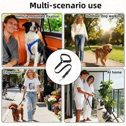 Pet car seat belt, nylon leash, rear seat belt, adjustable dog safety harness collar, pet accessories