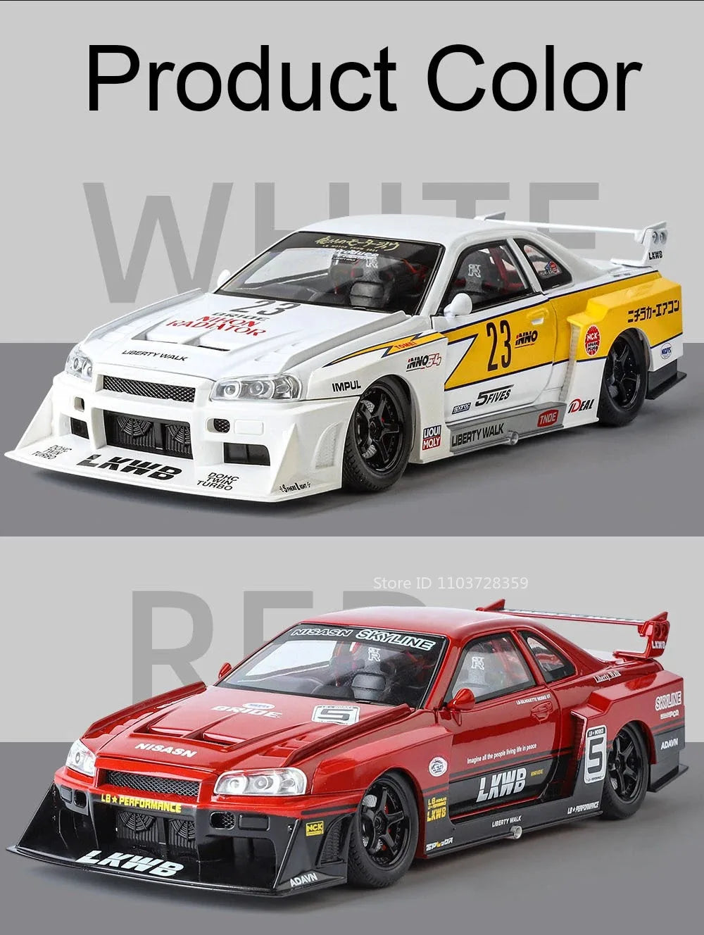 Bugatti Tourbillon, Nissan Skyline GTR, Model Sports 1:24 Car Alloy Diecast Sound Light Doors Opened Shock Absorption Ornament Supercar Toys Gift