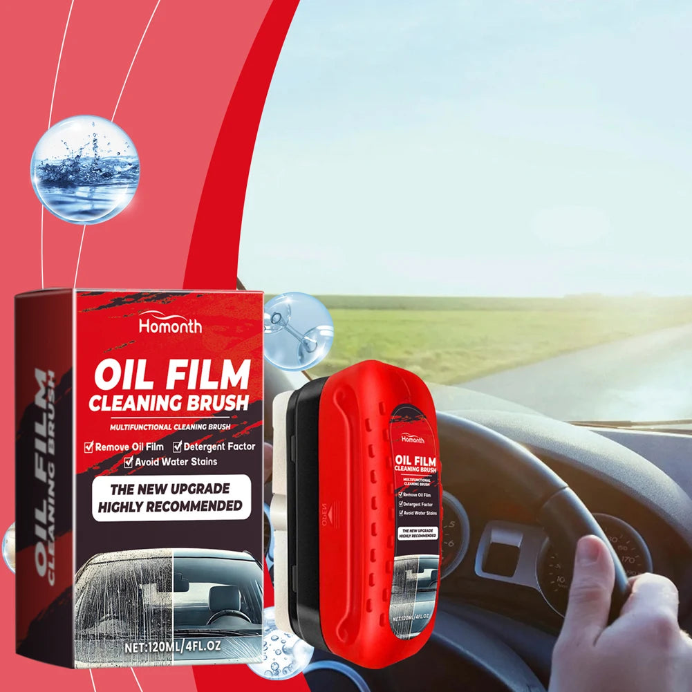 F1204 Car Windshield Oil Film Remover, Windshield Refurbisher, Stain Remover And Cleaning Brush