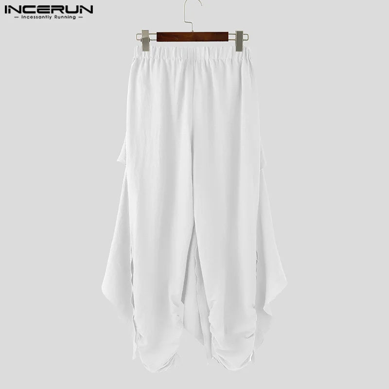 Fashion INCERUN Summer Spring Men Casual Pants Harem Pant Pleated Long Trousers Streetwear Oversize Men's Clothing S-5XL