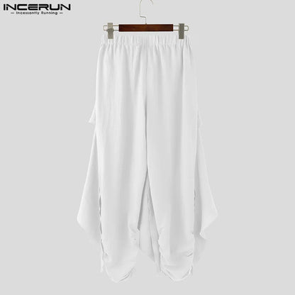 Fashion INCERUN Summer Spring Men Casual Pants Harem Pant Pleated Long Trousers Streetwear Oversize Men's Clothing S-5XL