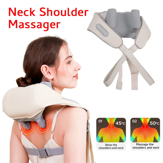 Shiatsu Neck And Shoulder Massager with LED Red Light Kneading Spine Back Muscle Relaxer for Home Use  Shoulder Massage Shawl
