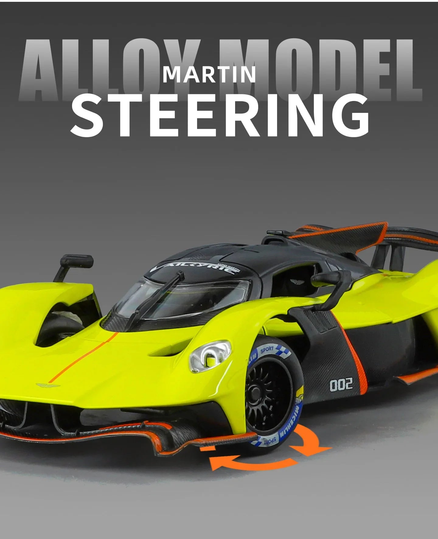 Aston Martin Valkyrie AMR PRO 1:24 Alloy Car Model Sound and Light Pull Back Toy Collectibles Gift